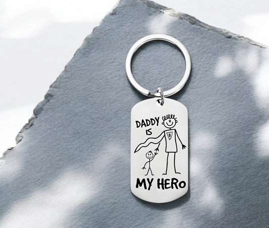 Stainless Steel Dadday Is My Hero Keychain