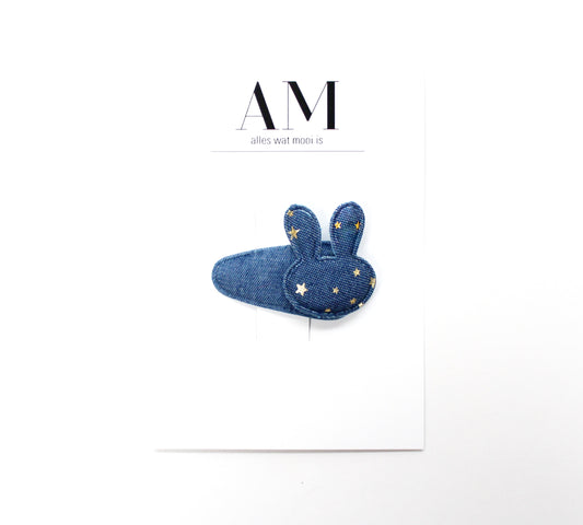 Denim Bunny Hair Clip