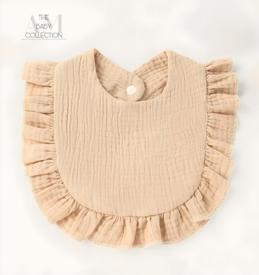 Beige Cotton Frill Bib