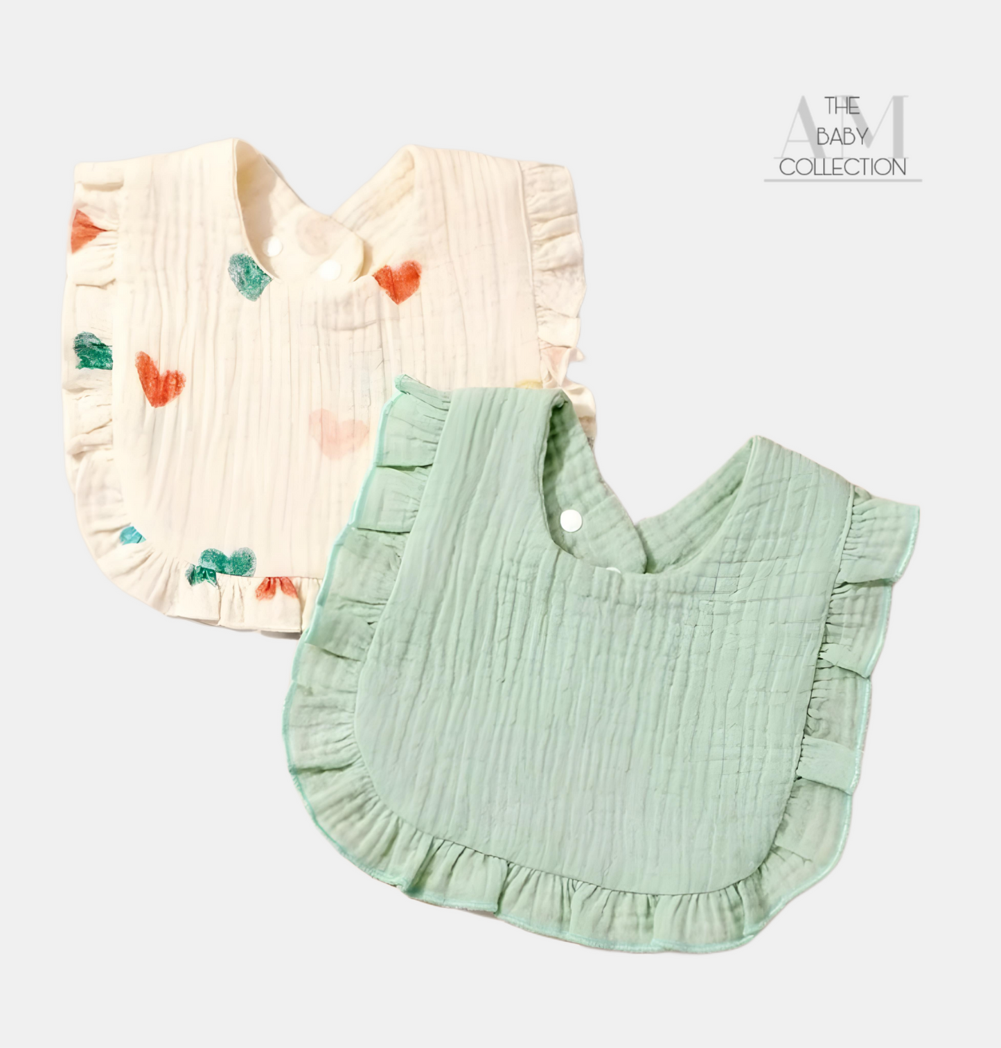 Hearts & Mint Bib Set