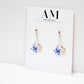 Vintage Golden Blue & White Floral Earrings