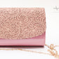 Pink Floral Embossed Handbag