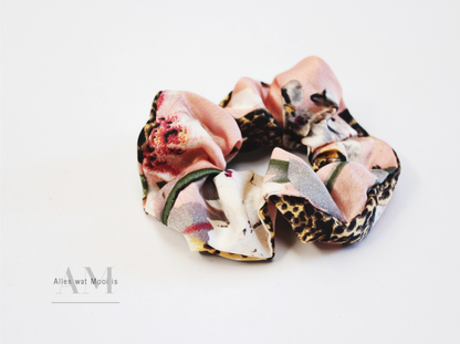 Satin Floral Animal Print Scrunchie