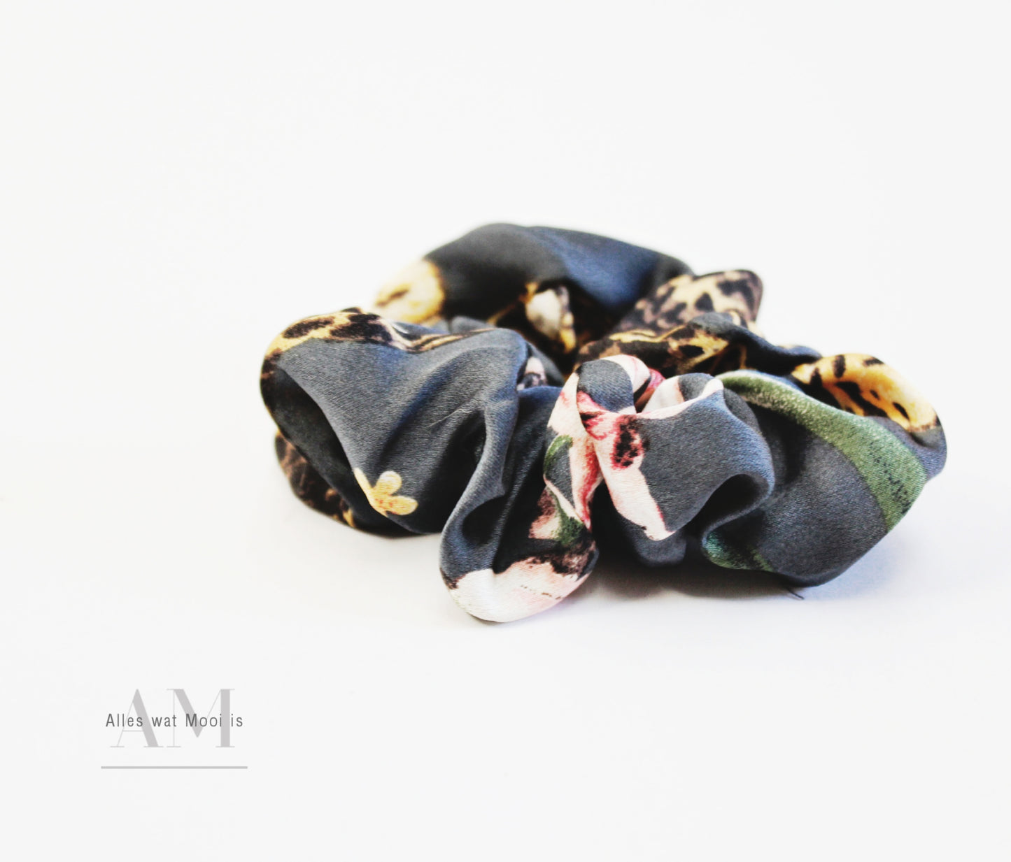 Satin Floral Animal Print Scrunchie