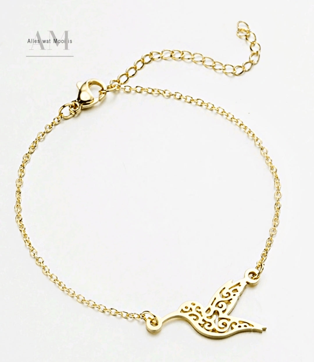 Stainless Steel Hummingbird Bracelet - Gold