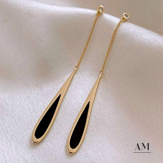 Black & Gold Drop Earrings