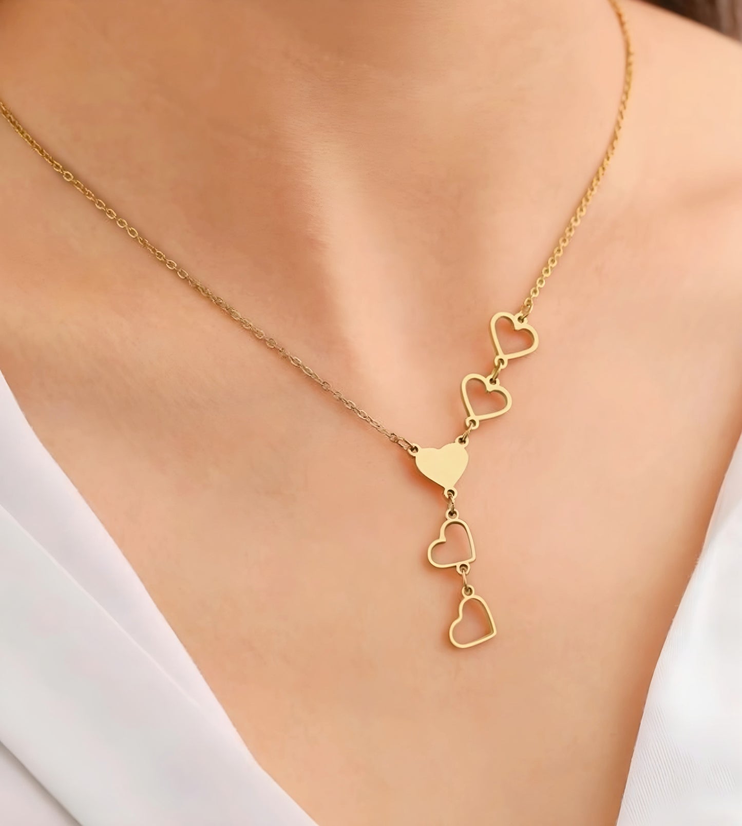 Golden Stainless Steel Heart Necklace