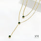 Green Zirconium Multi-layered Stainless Steel Necklace