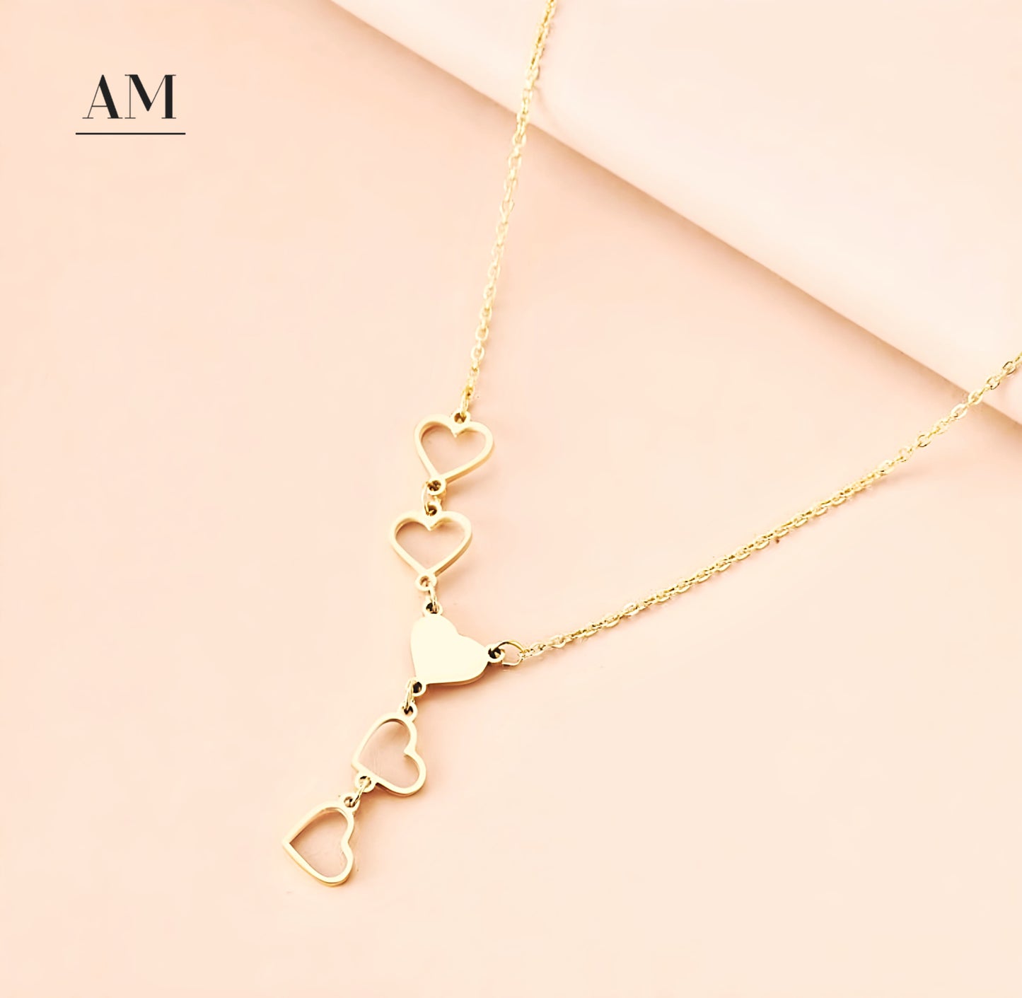 Golden Stainless Steel Heart Necklace