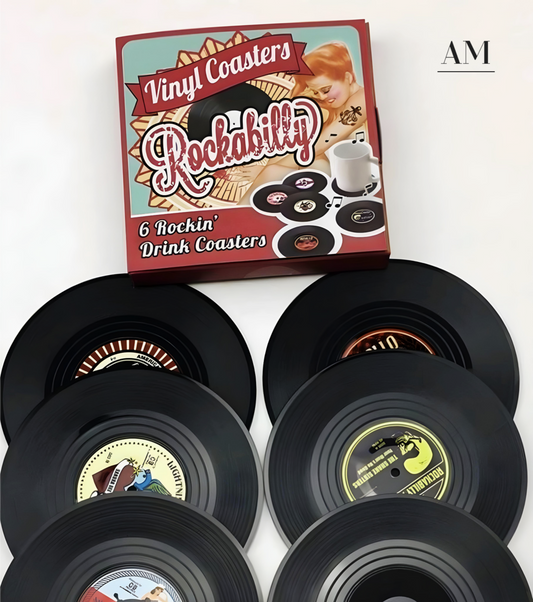 Vintage Record-shaped Coaster Set