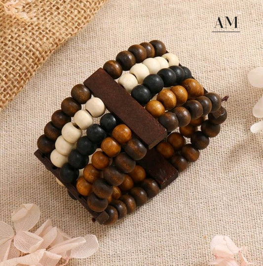 Brown Wooden Beaded Bracelet