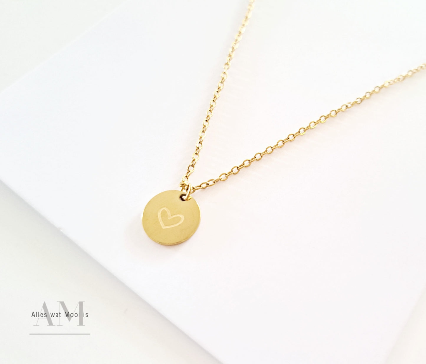 Stainless Steel 18k Gold Plated Heart Engraved Necklace