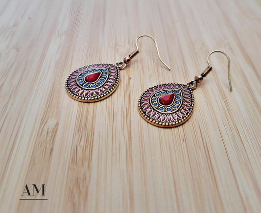 Boho Pattern Tear Drop Earrings