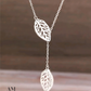 Silver Stainless Steel Double Leaf Necklace