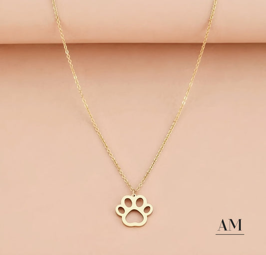 Gold Stainless Steel Paw Necklace