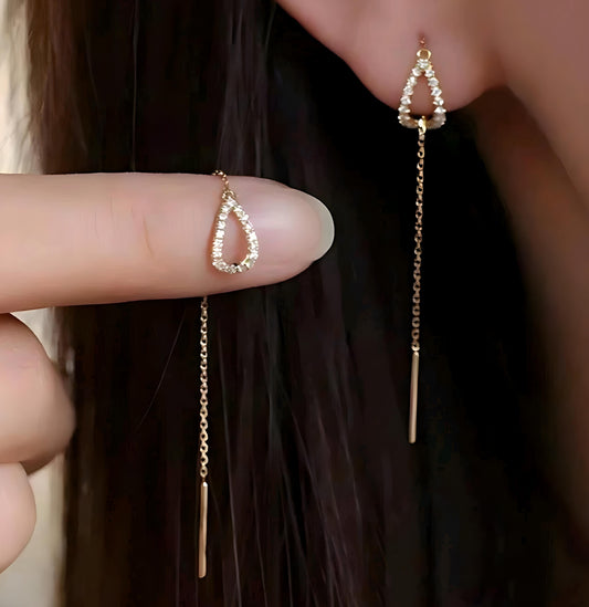 Diamante Teardrop Tassel Earring