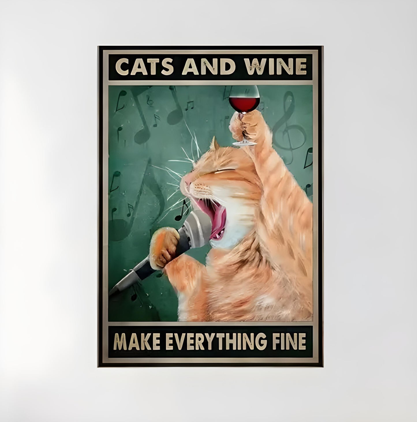 Cats & Wine Art Print