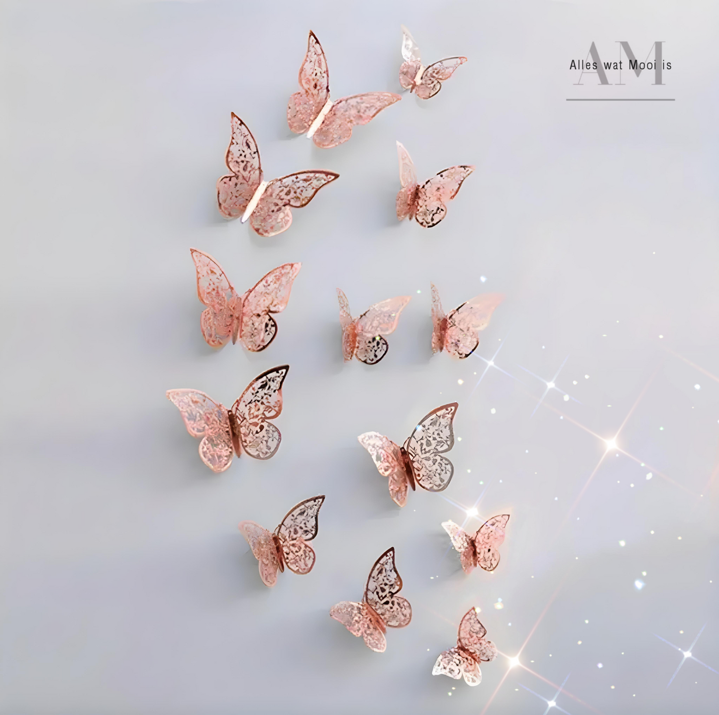 Metallic Pink Butterfly 3D Wall Stickers