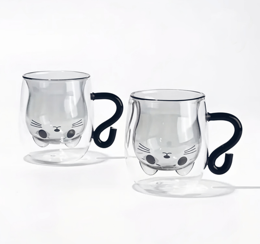 Double Wall Glass Cat Mug