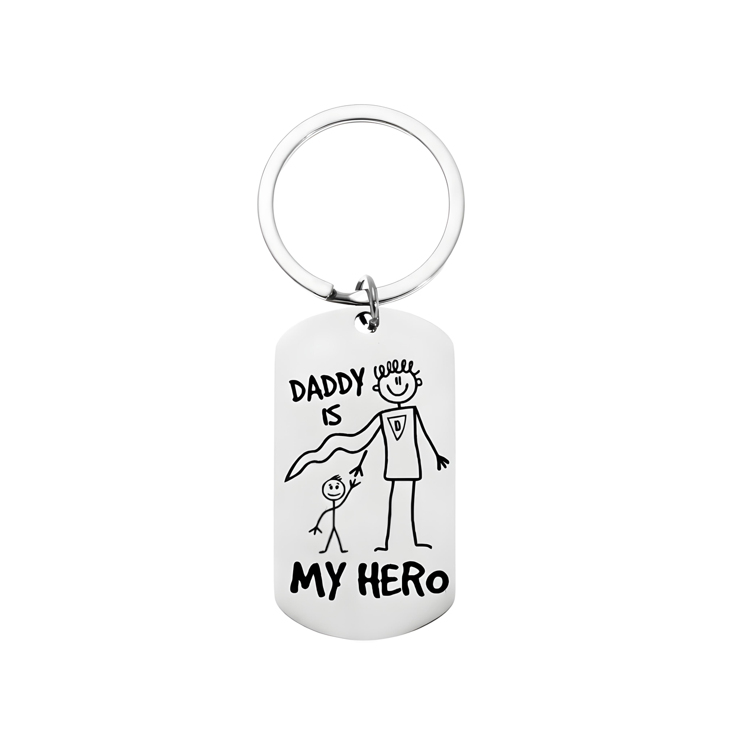 Stainless Steel Dadday Is My Hero Keychain