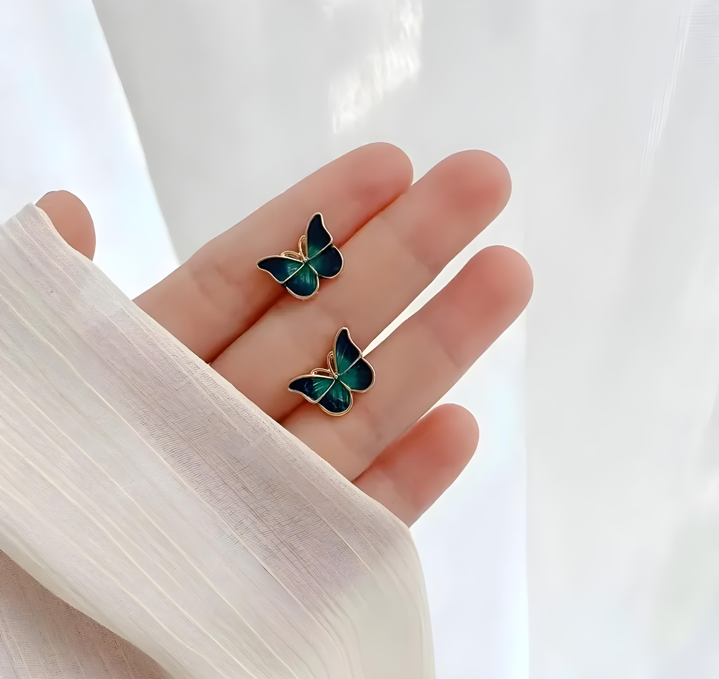 Petite Green Butterfly Earrings