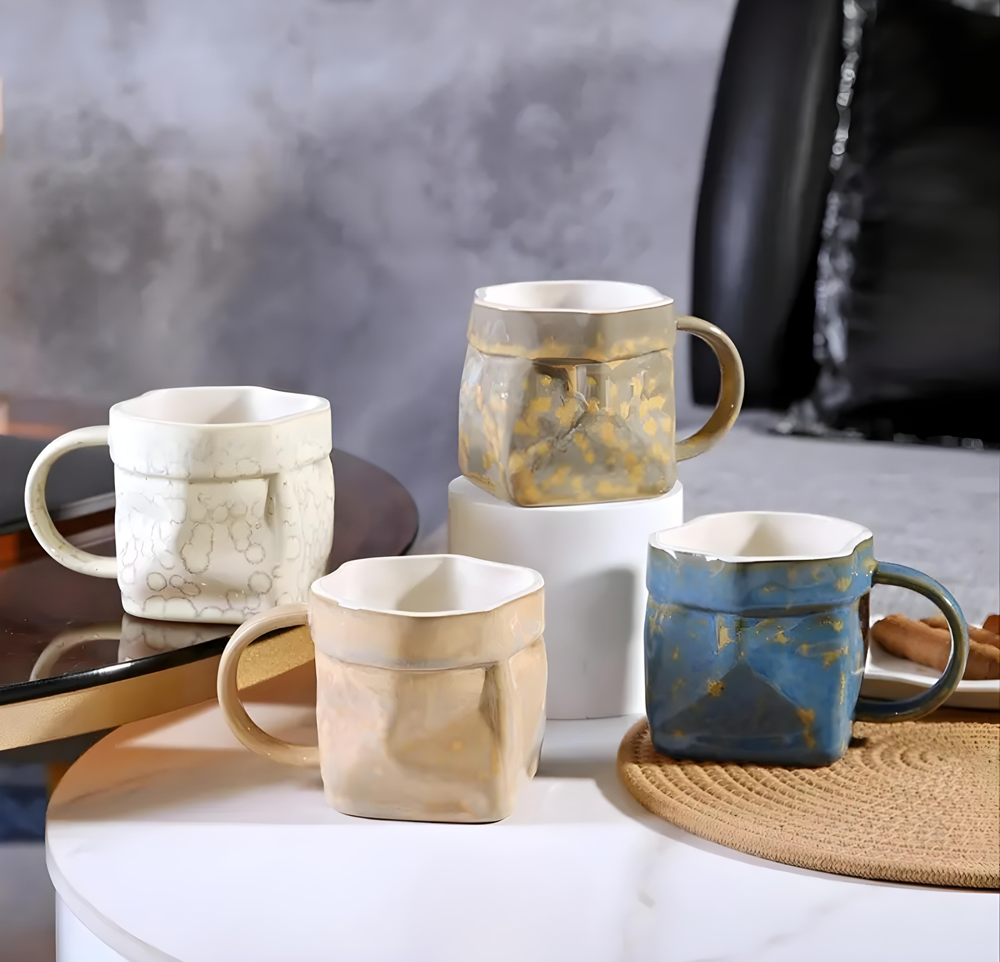 Large Blue Irregular Art Mug