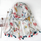 Multi Colour Floral Tassel Scarf