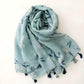 Teal Floral Tassle Scarf