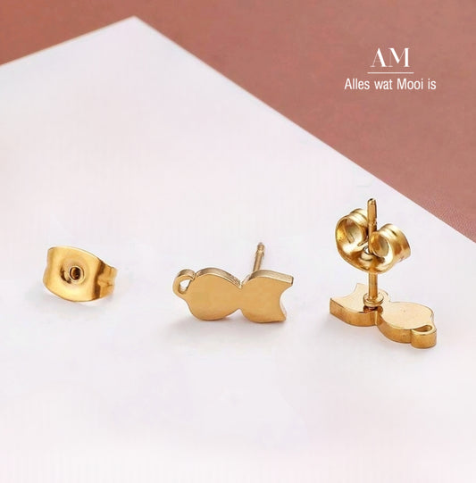 Stainless Steel Petite Golden Cat Earrings