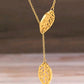 Gold Stainless Steel Double Leaf Necklace