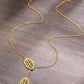 Gold Stainless Steel Double Leaf Necklace