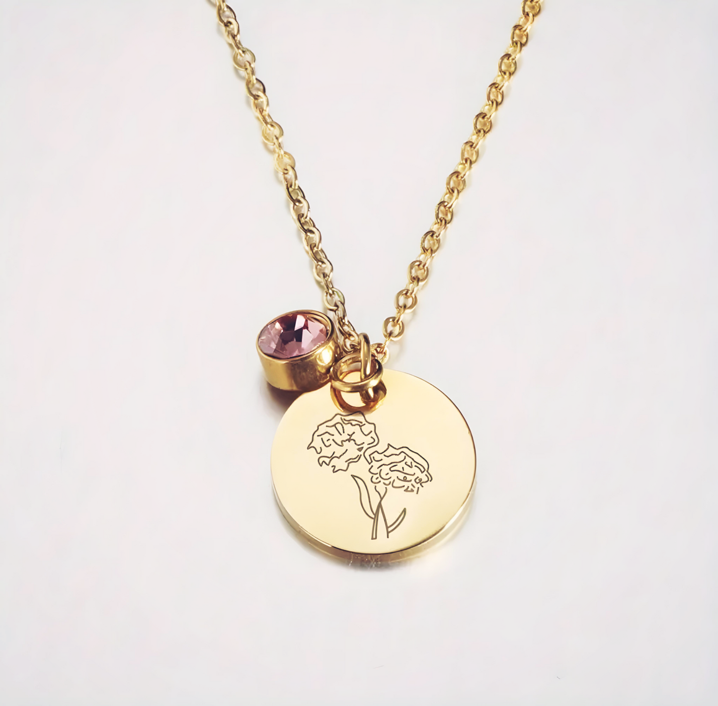 Stainless Steel Birth Month Flower Necklace