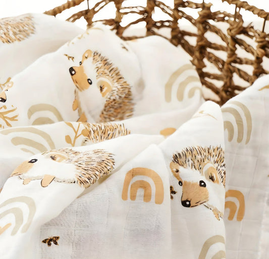 Hedgehog Muslin Swaddle Blanket