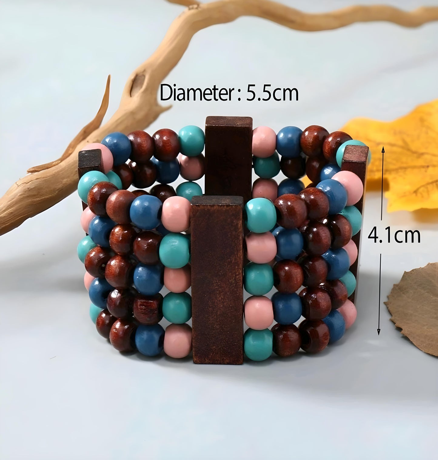 Multi-Colour Wooden Beaded Bracelet