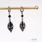 Black Diamante Leaf Drop Earrings