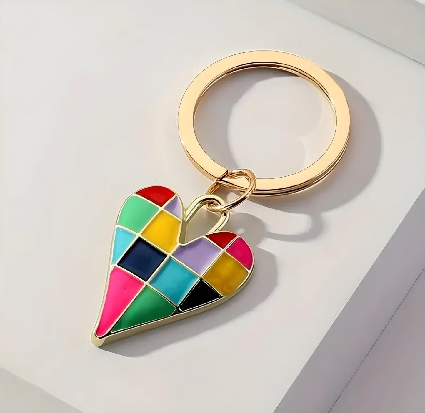 Enamel Multi Colour Heart Keyring