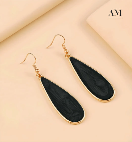 Black & Gold Water Drop Earrings