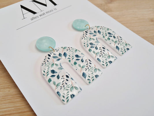 Acrylic Floral Earrings (Teal)