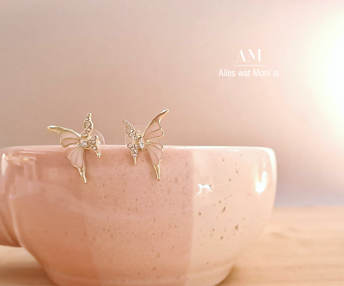 Blush Diamante Butterfly Studs