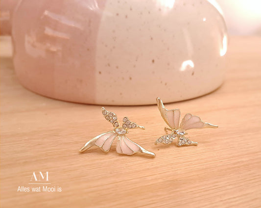 Blush Diamante Butterfly Studs