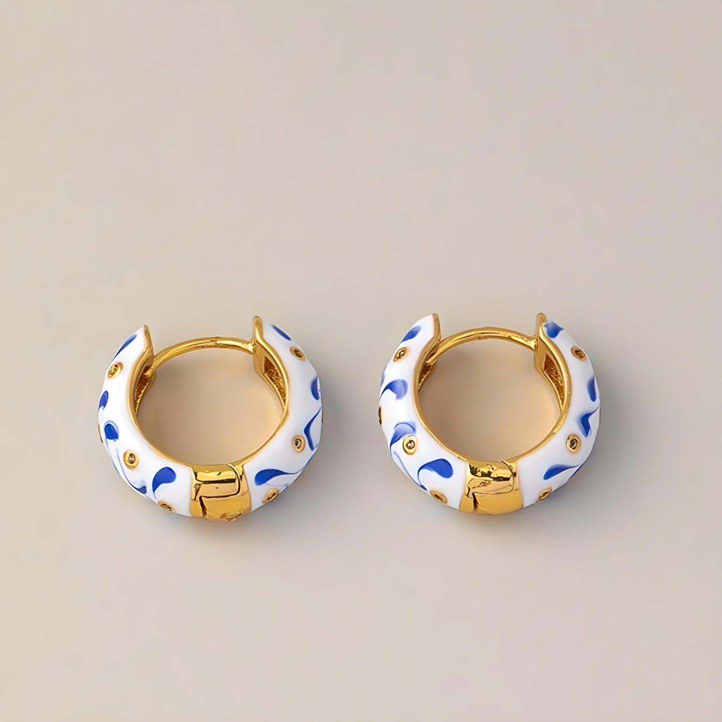 Blue & White Huggie Earrings