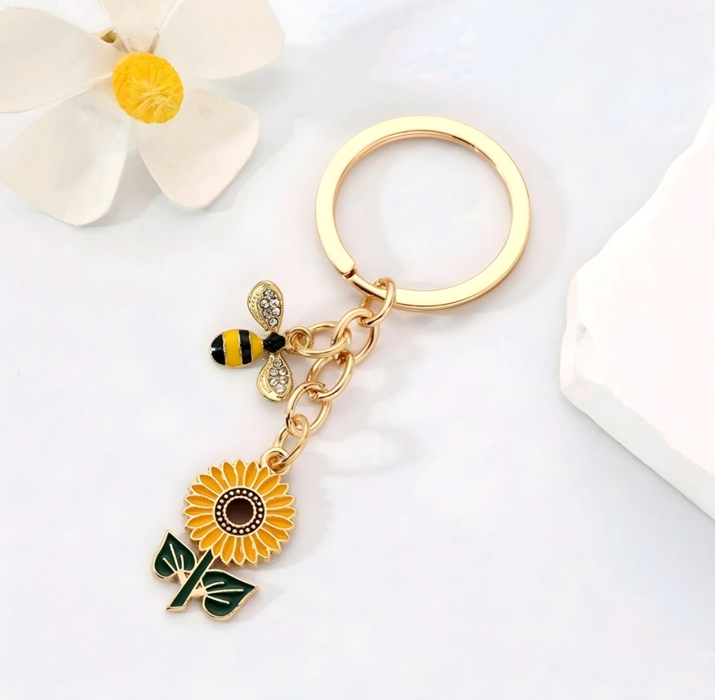 Bee & Sunflower Keychain