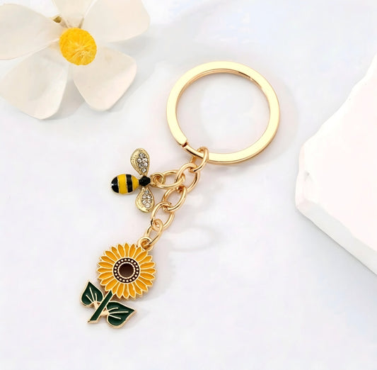 Bee & Sunflower Keychain