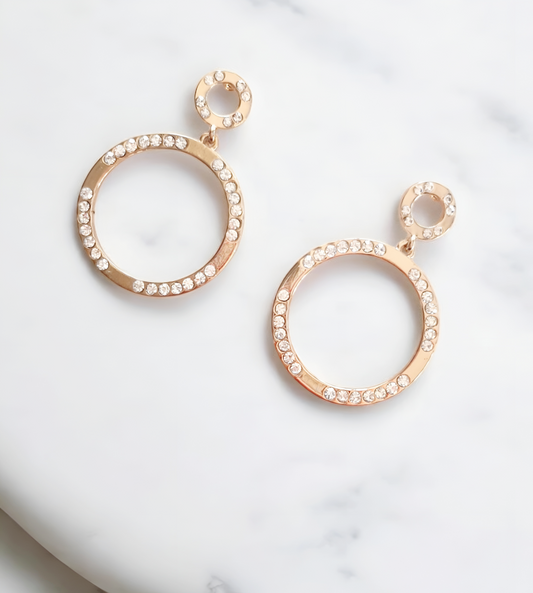 Golden Diamante Circle Earrings