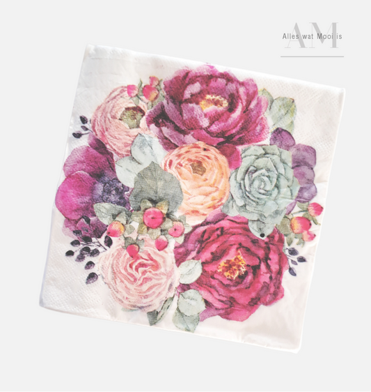 Colour Burst Floral Art Serviettes