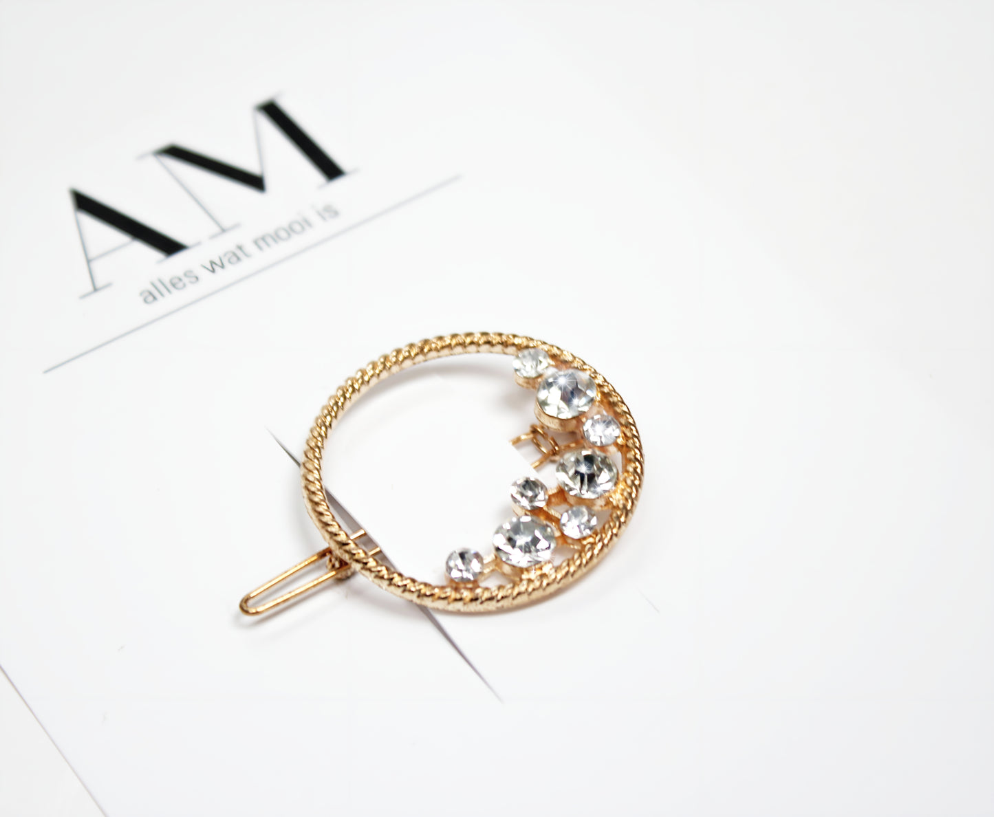 Ribbed Golden Rhinestone Hair Clip