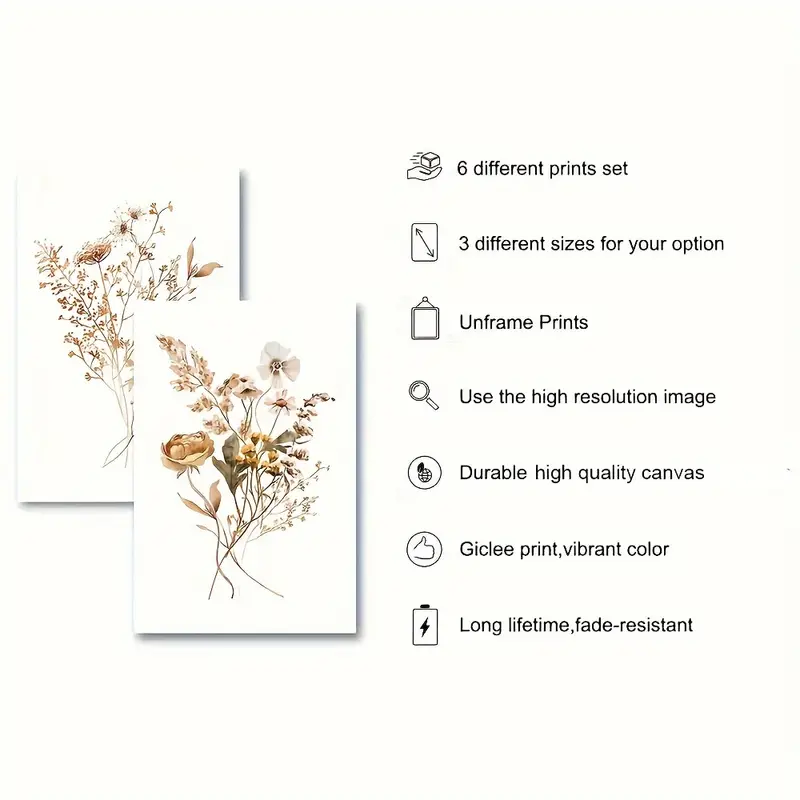 Wild Flower Wall Art - Set of 6