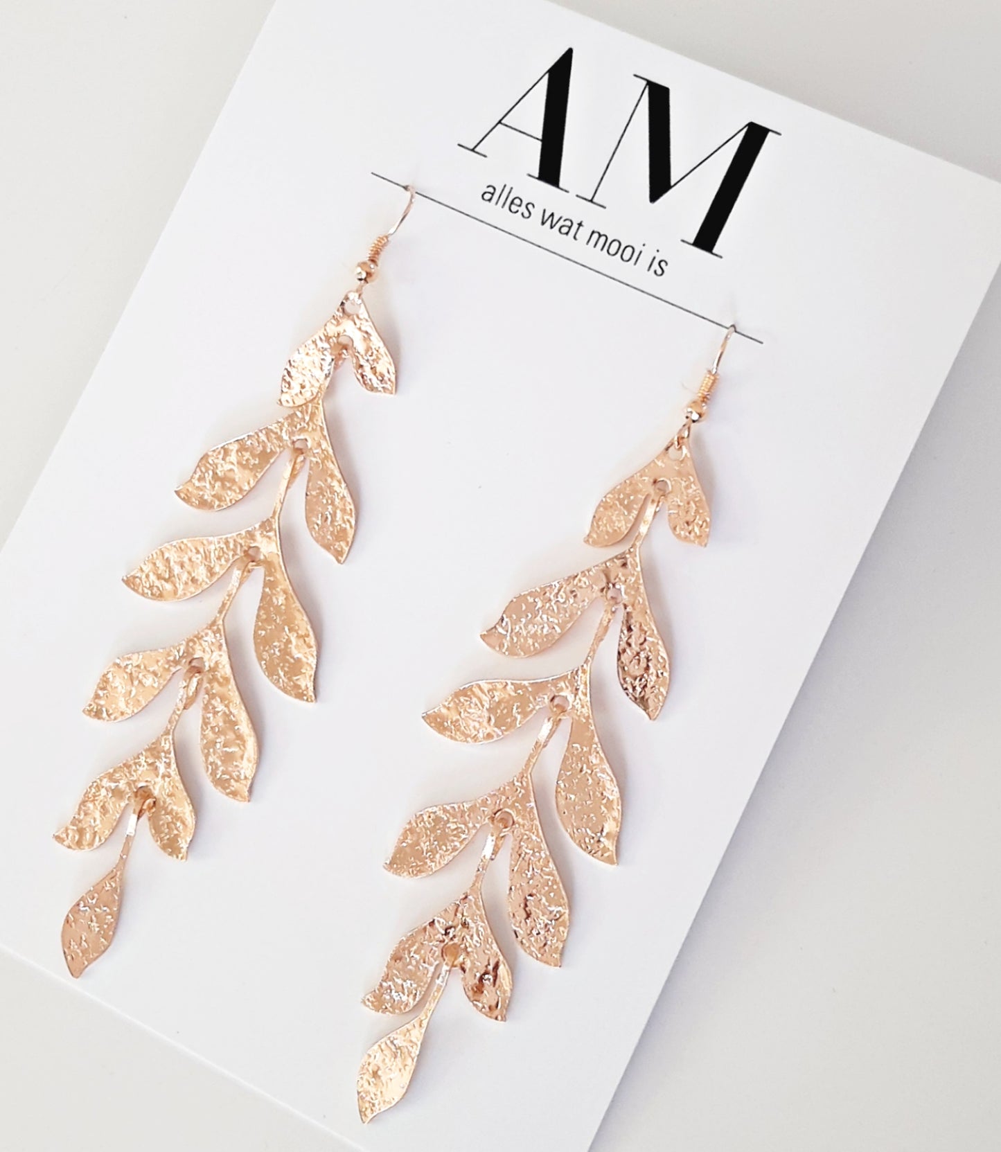 Gold Leaf Dangle Drop Earrings