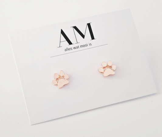 Rose Gold Paw Studs