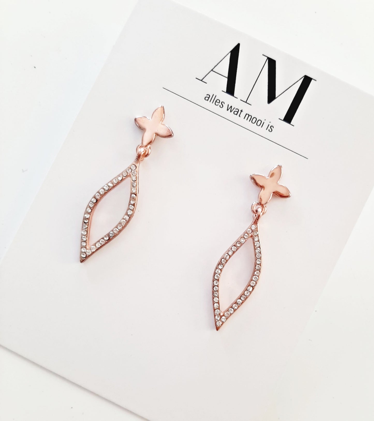 Rose Gold Earrings with Rinestones